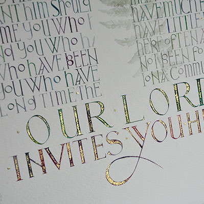 Come Our Lord Invites You calligraphy print detail